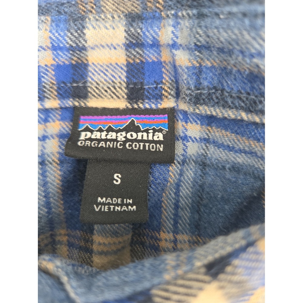 Long-Sleeved Organic Cotton Midweight Fjord Flannel Shirt Blue Women's Small - Picture 2 of 6